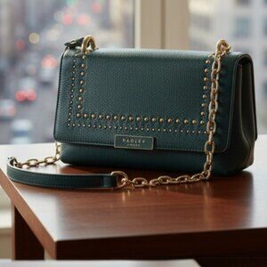 Radley London Mill Bay Teal Stud Flap Over Cross Body Bag